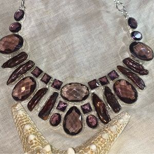 Stunning Amethyst statement cluster necklace